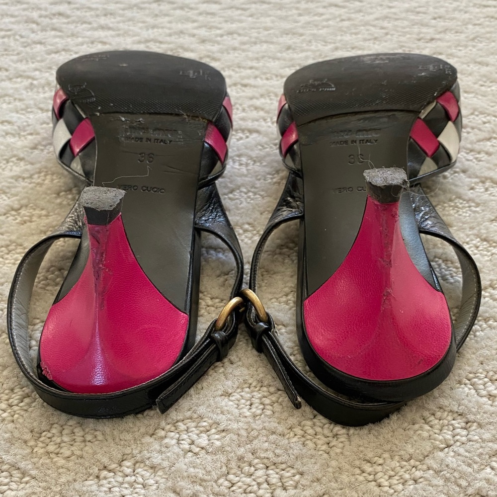 🎉HP🎉  MIU MIU slingback woven leather kitten heel pumps, size EU 36 - Picture 11 of 11